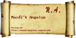 Mazák Angelus névjegykártya